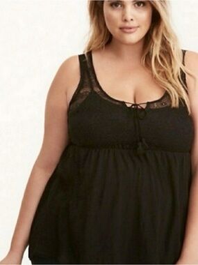 Torrid black sleeveless lace crochet tank top plus size 2X